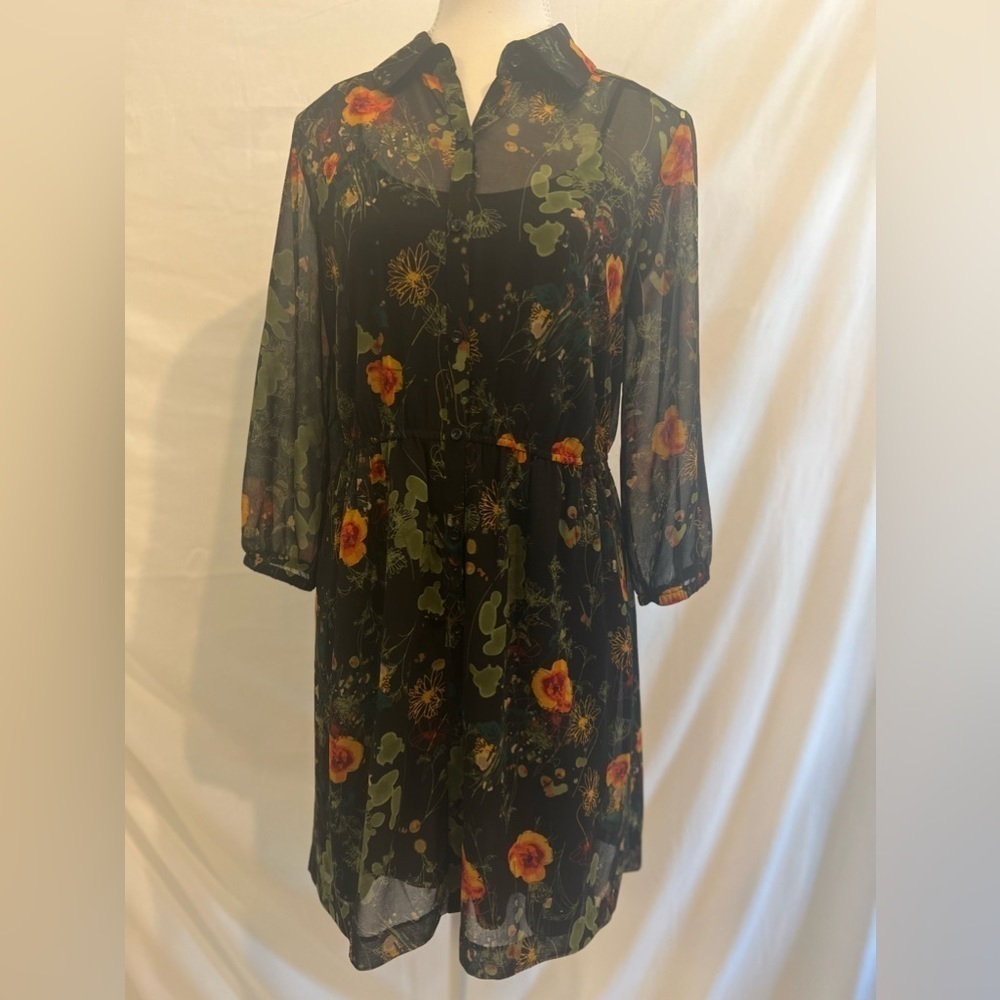 Kensie Floral Chiffon Shirtdress